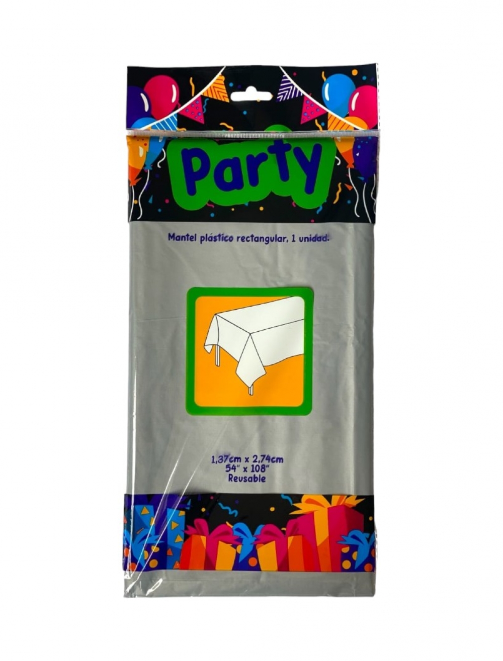 MANTEL UNICOLOR PLATEADO