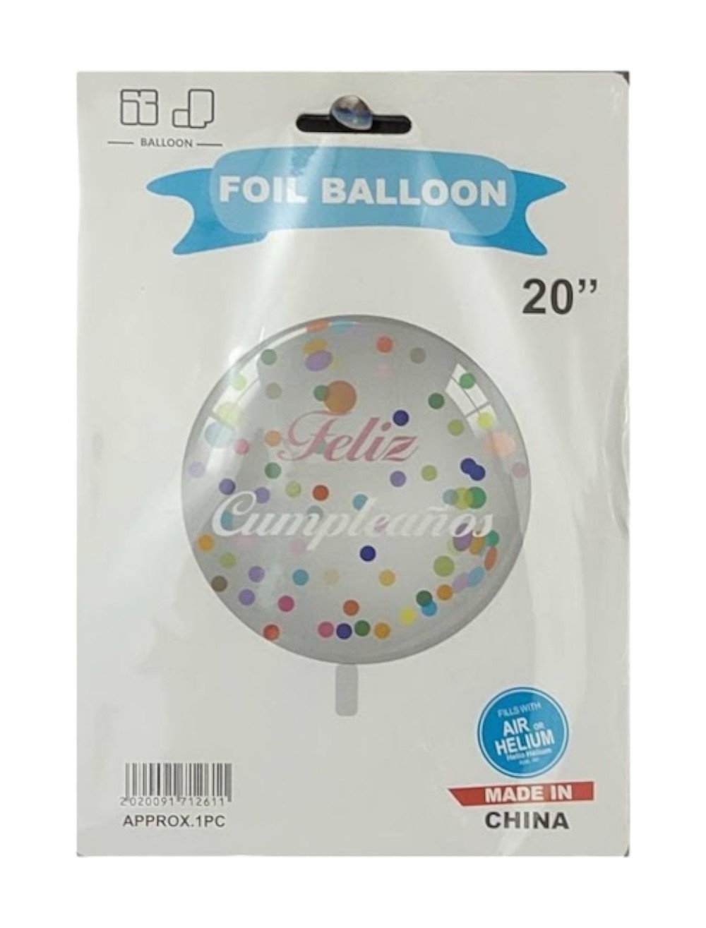 GLOBO BURBUJA FELIZ CUMPLEAÑOS EMPACADO